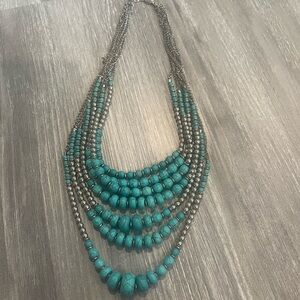 Turquoise and Silver Layered Necklace